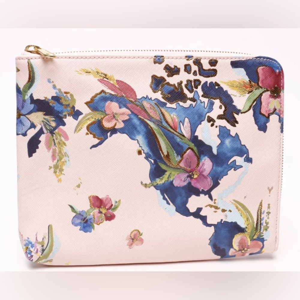 NWOT Anthropologie Whitney Winkler Posie Commuter Zippered Pink Travel Clutch